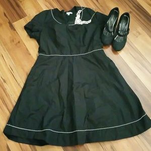 DE collection black w piping dress modest XL